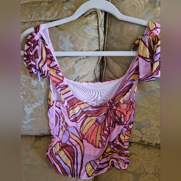 NWOT Free People Avenue mesh tank top pink/multicolor - Picture 6 of 12